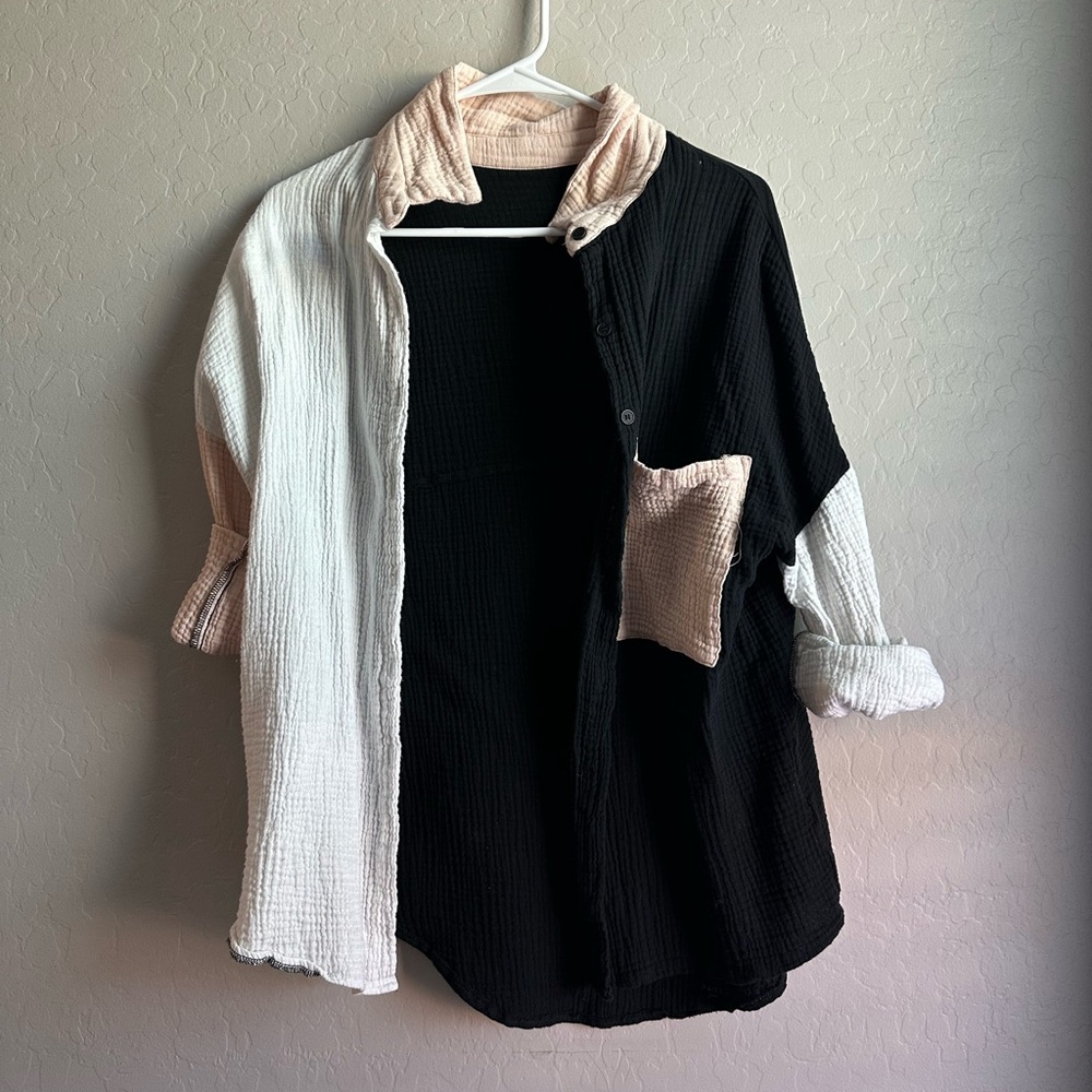 Colorblock Button-Up Shirt